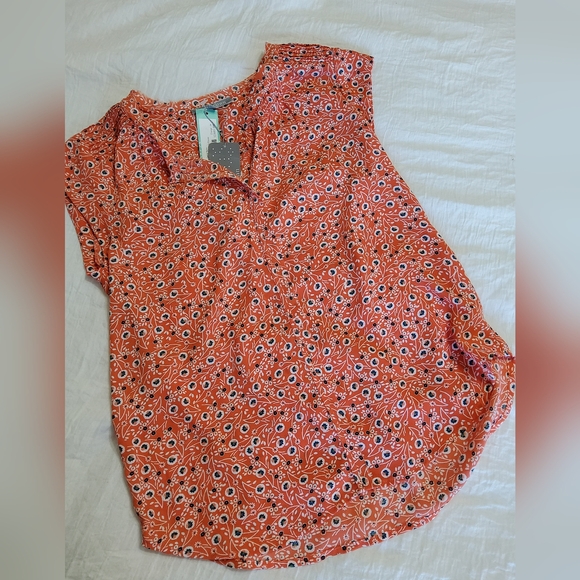 Daniel Rainn Bernal Split Neck Blouse in Orange Size Medium NWT - Picture 1 of 5